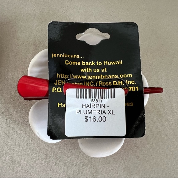 NWT Hawaii Plumeria Foam Flower White Pink Hair Clip And Earring Set Party - Picture 6 of 7